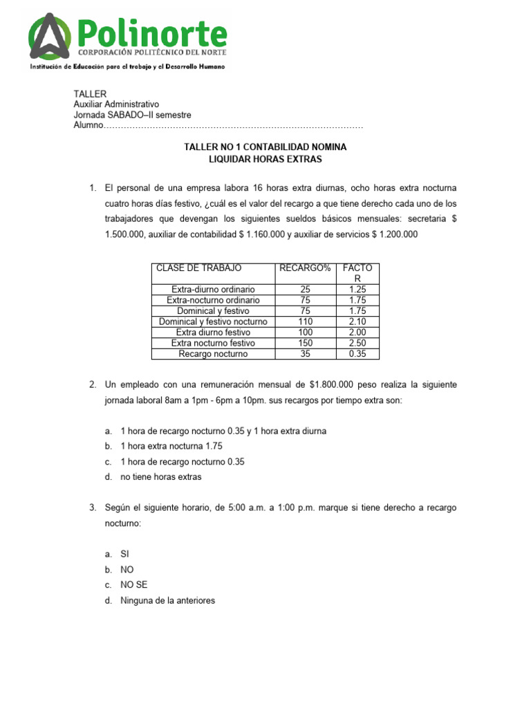 Cálculo de Horas Extras en Nómina | PDF | Salario | Tiempo extraordinario