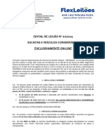 Edital de Leilão #01/2024 Sucatas E Veículos Conservados Exclusivamente On-Line