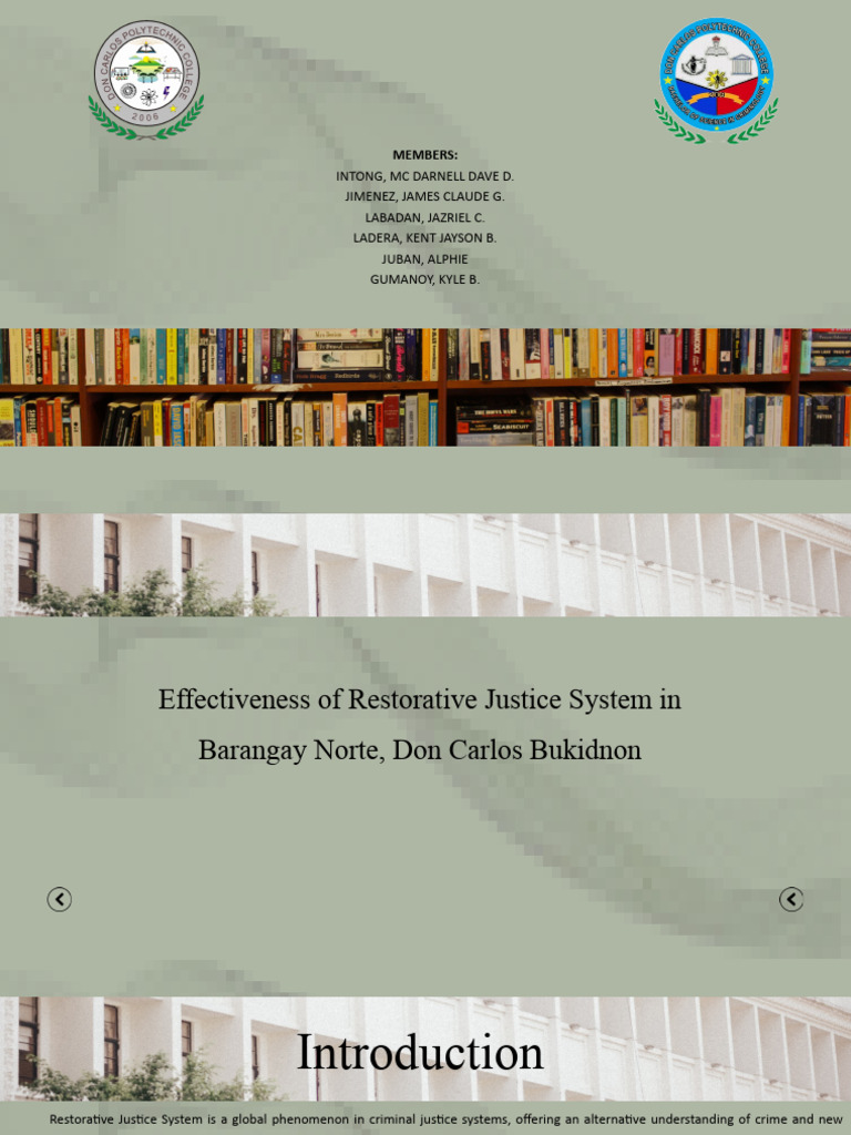 Effectiveness of Restorative Justice in Bukidnon | PDF | Restorative ...