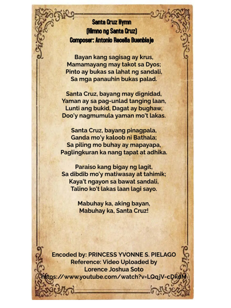 Santa Cruz Marinduque Hymn Made With Postermywall | PDF