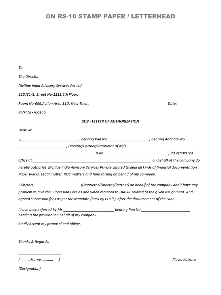 Letter of Authorization for Financial Services | PDF