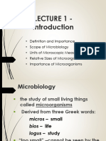 Lect 1 Importance of Microbiology and Microorganisms