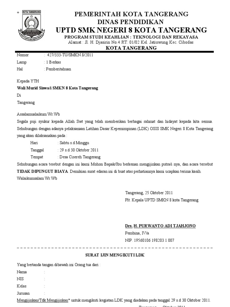 Contoh Surat Izin Orang Tua Untuk Sekolah / Surat izin orangtua / Contoh surat izin selanjutnya adalah untuk murid yang harus meninggalkan kegiatan sekolah.