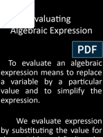 Evaluating Algebraic Expressions