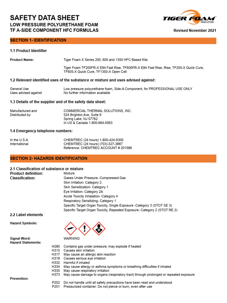 Tiger Polyurethane Sds Download Free PDF Toxicity Working Conditions