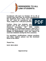 Law Student Enrollment Reminders and Penalty Notices