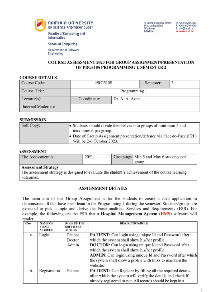 Group Assignment for Programming 1 | PDF | Databases | Computing