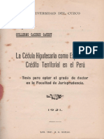 Cedula Hipotecaria Como Exponente Del Credito en El Peru