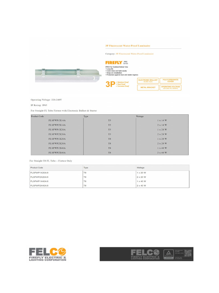 Firefly WP T8 Fixture | PDF
