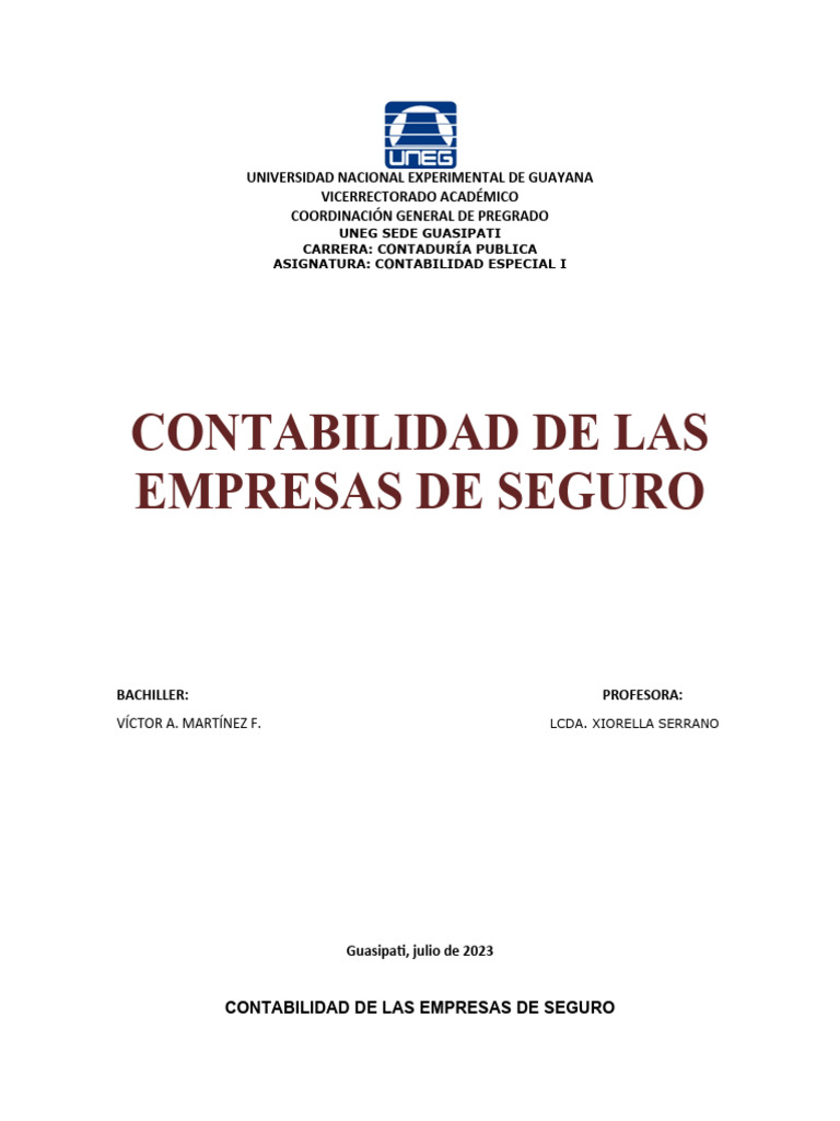 Contabilidad de Empresas de Seguros | PDF | Seguro | Póliza de seguros