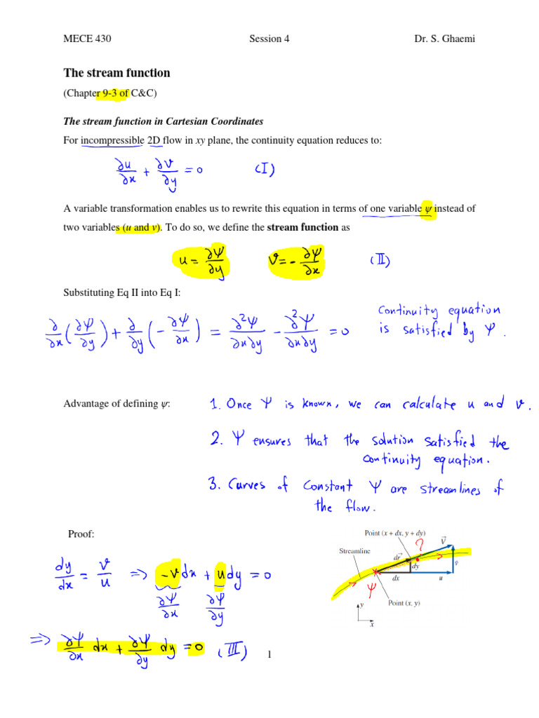 Stream Function in 2D Incompressible Flow | PDF | Function (Mathematics ...