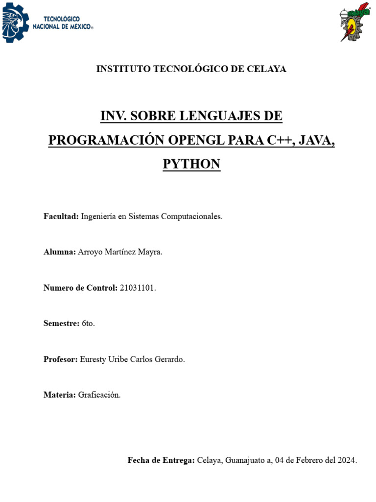 Inv. Sobre Lenguajes de Programación openGL para C++, Java, Python ...