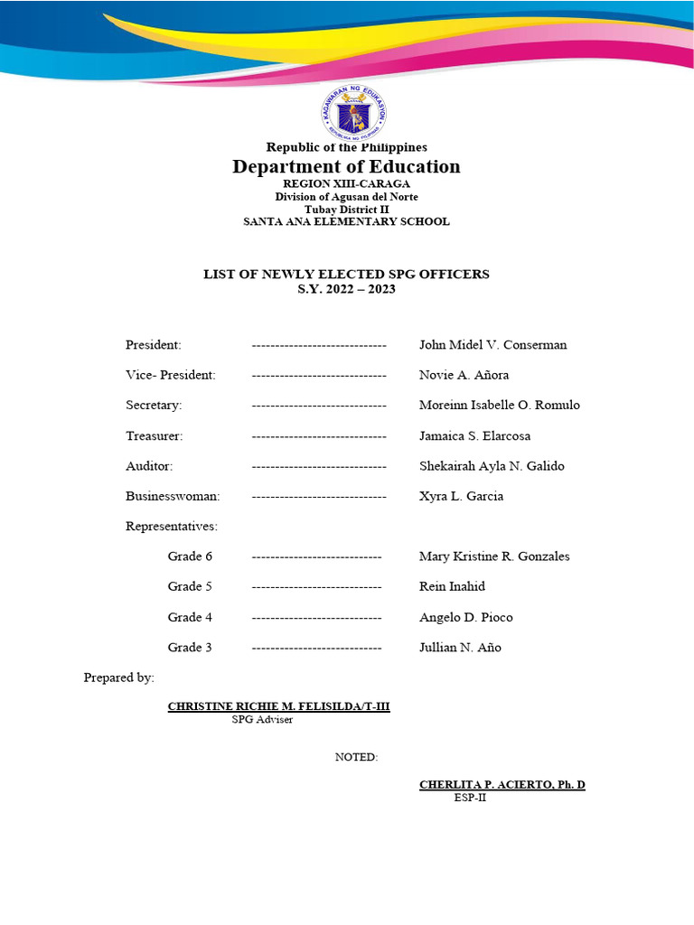 Newly-Elected SPG Officers 2022 | PDF