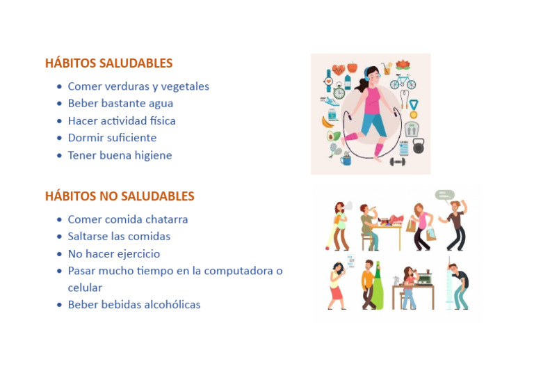 Hábitos Saludables y No Saludables para Niños | PDF
