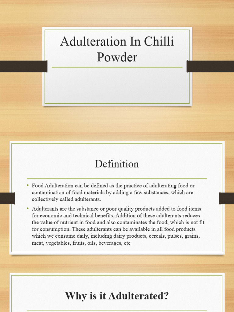 Adulteration in Chilli Powder Explained | PDF