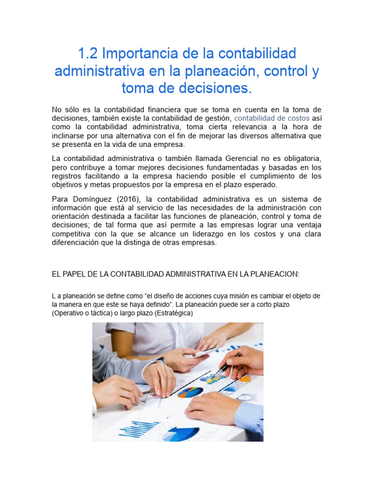 Contabilidad Administrativa y Decisiones | PDF | Planificación ...
