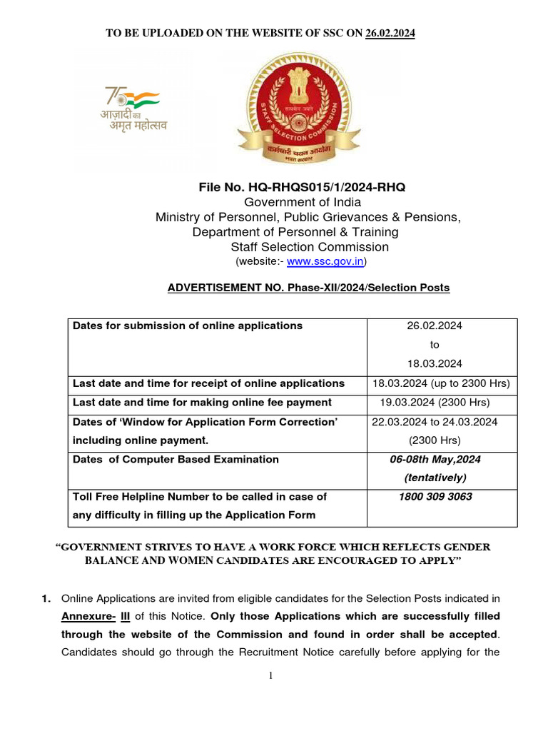 Phase-XII Notification 2024 26022024 | PDF