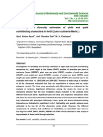 Variability and Diversity Estimates of Yield and Yield Contributing Characters in Lentil (Lens Culinaris Medic.)