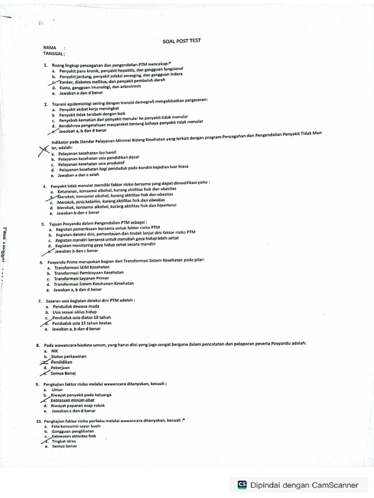 Soal Pre Post Test Ptm Kader Pdf