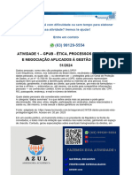 ATIVIDADE 1 - GPUB - ÉTICA, PROCESSOS DECISÓRIOS E NEGOCIAÇÃO APLICADOS À GESTÃO PÚBLICA - 51/2024