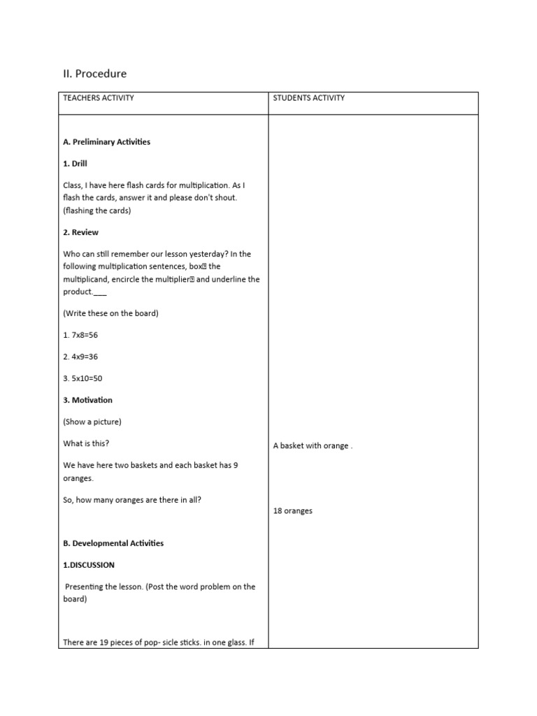 IImath Lesson Plan. Procedure WPS Office | PDF | Mathematics image.