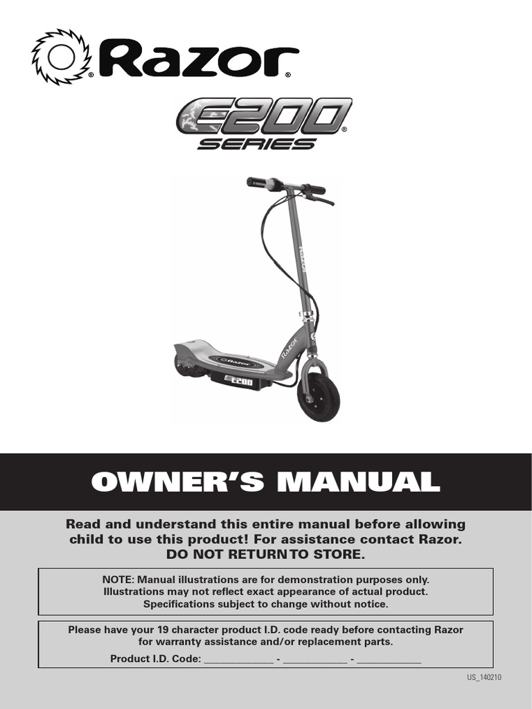 Razor E200 Electric Scooter Manual | PDF | Battery Charger | Tire