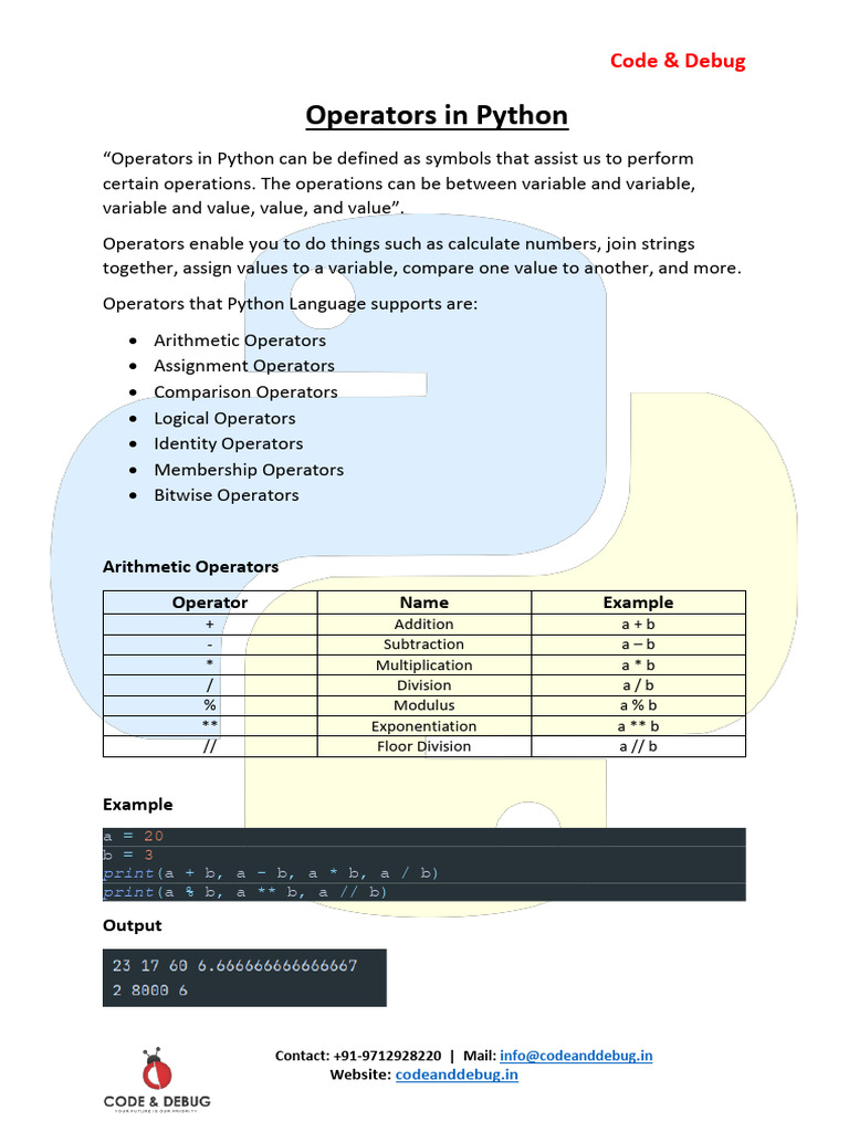 Operators and Decision Making | PDF | Bit | Software Development