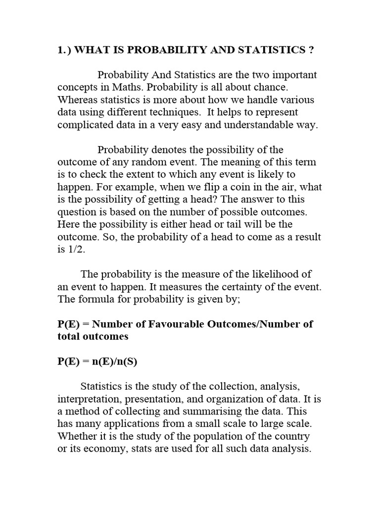 Probability & Statistics Overview | PDF | Statistics | Statistical ...