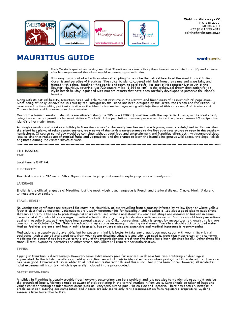 MAURITIUS TRAVEL GUIDE PDF FREE DOWNLOAD visual data 6