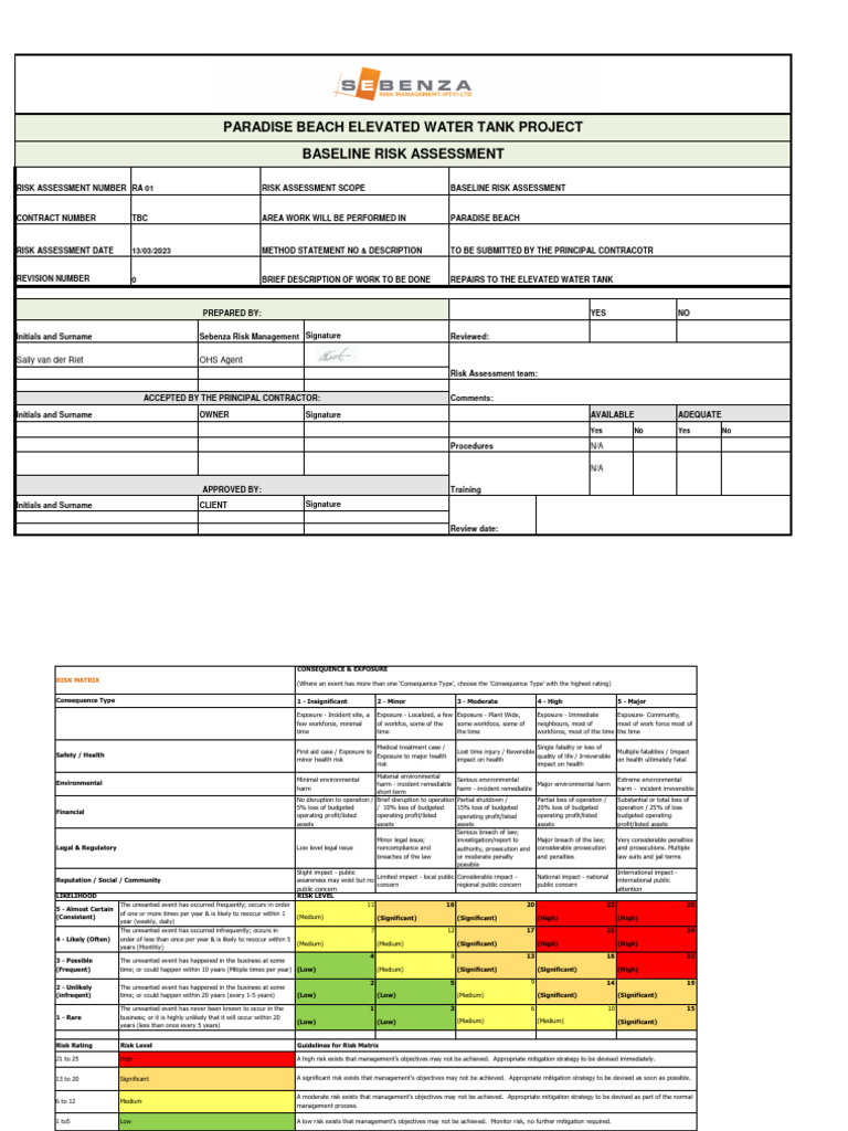 Risk Assessment for Paradise Beach Project | PDF | Risk | Risk Assessment