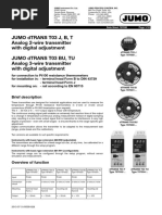 Jumo Dtrans T03 J, B, T Analog 2-Wire Transmitter With Digital Adjustment Jumo Dtrans T03 Bu, Tu Analog 3-Wire Transmitter With Digital Adjustment