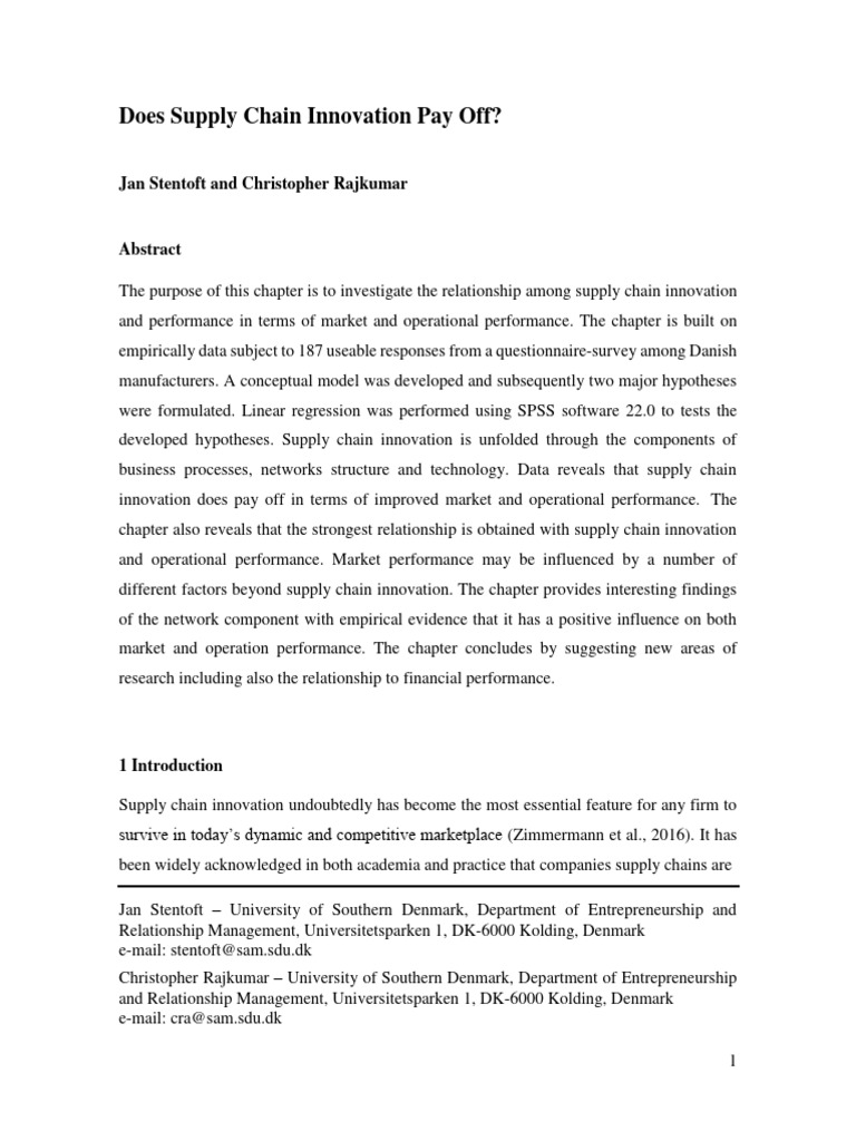 Supply Chain Innovation's Impact on Performance | PDF | Supply Chain ...