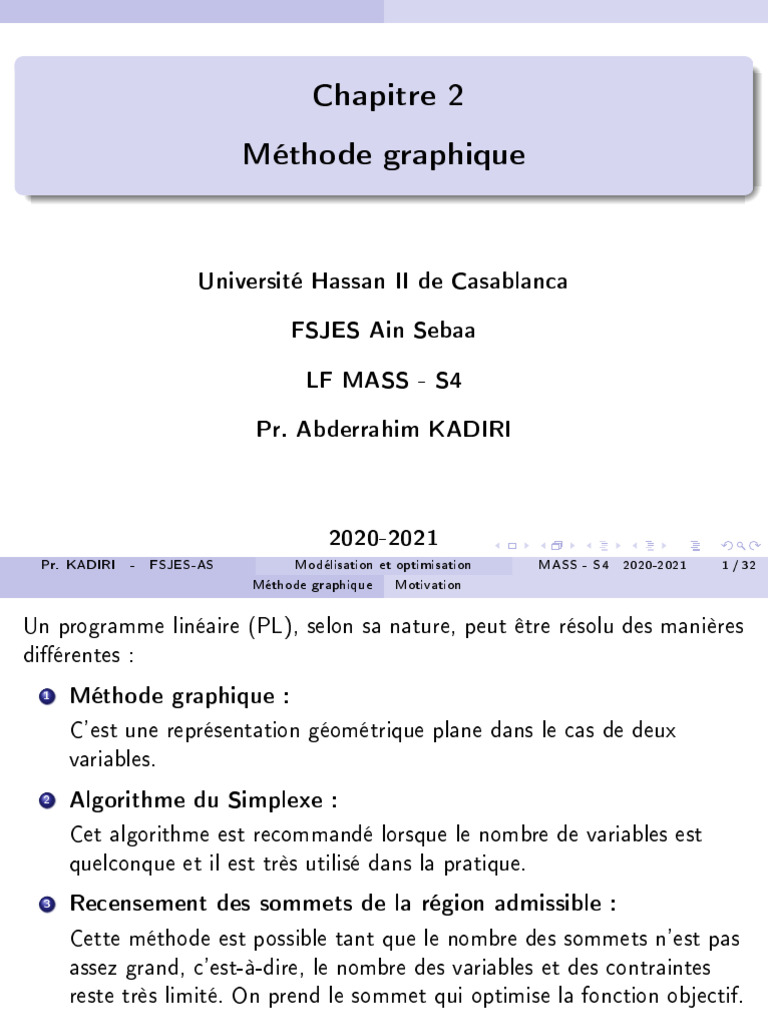Méthode graphique en optimisation PL | PDF | Optimisation linéaire ...