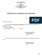 2020 - Certificate of Enrolment and Attendance Completion