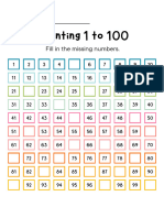 Counting To 100 Math Worksheet in Colorful Box Style