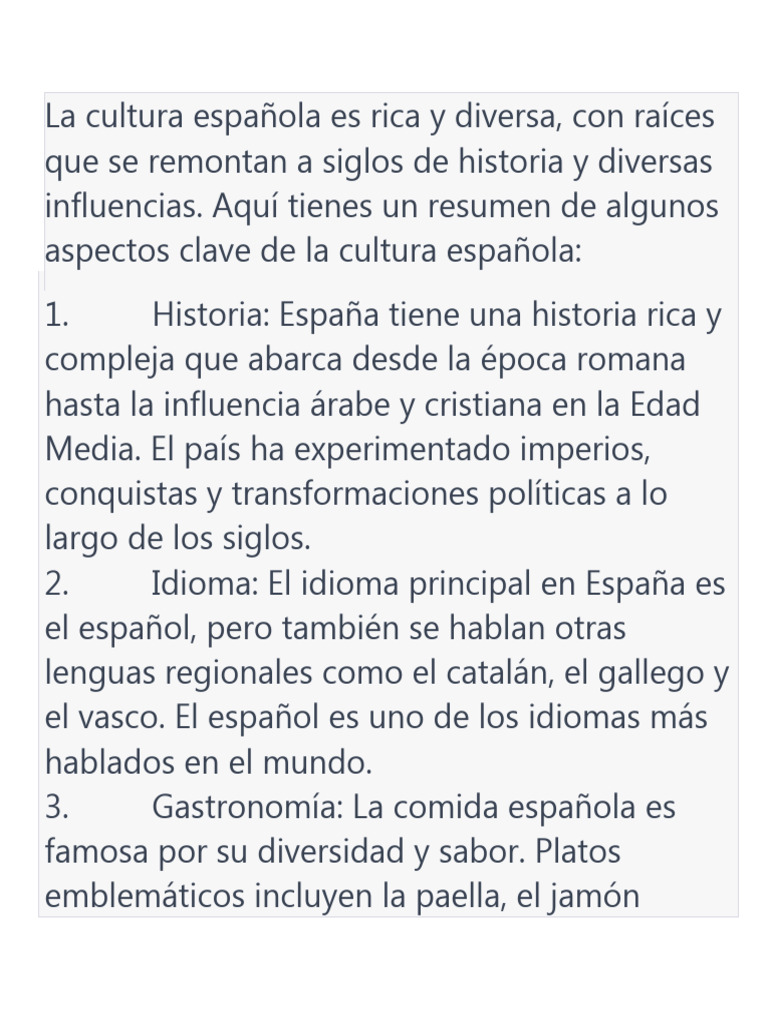 La Cultura Española Es Rica y Diversa | PDF | España