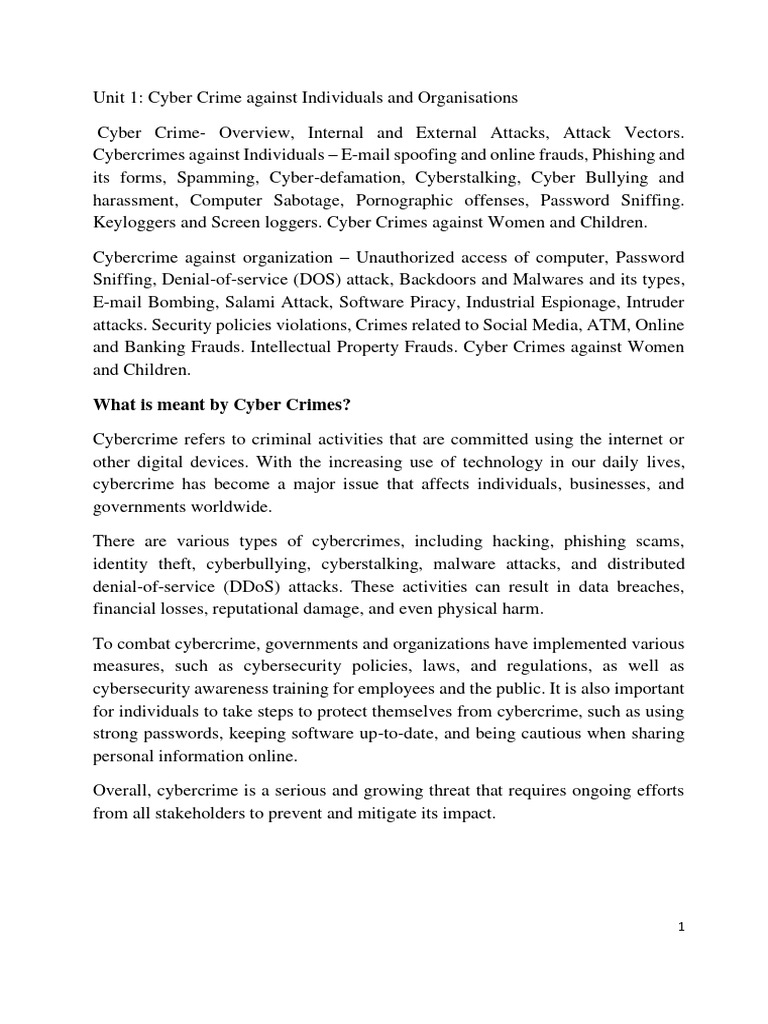 Understanding Cyber Crime Types and Attacks | PDF | Security | Computer ...