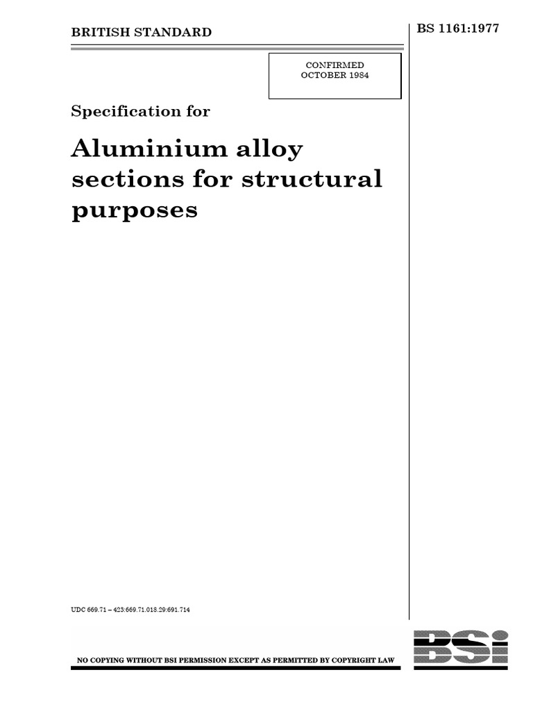 BS 1161 (Aluminium Sections For Structural Purposes) | PDF | Metals ...