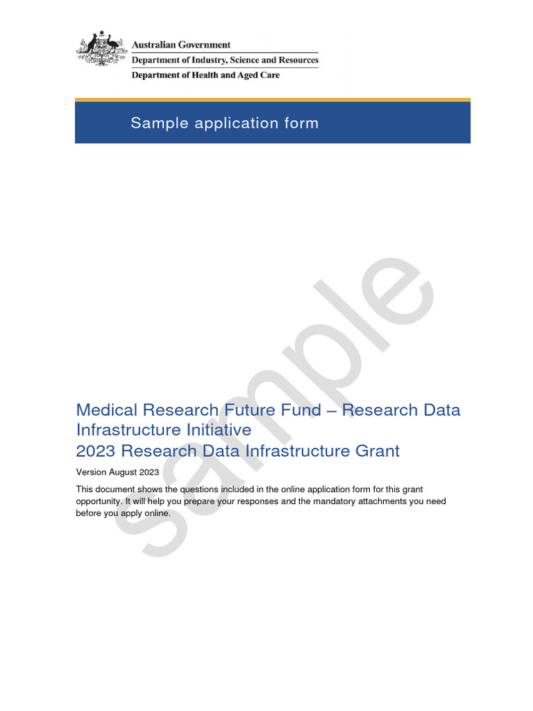 MRFF 2023 Data Infrastructure Grant Guide | PDF | Risk | Methodology