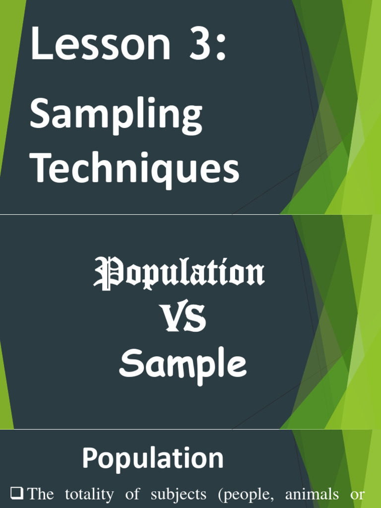 Lesson 3 Sampling Techniques | PDF | Sampling (Statistics) | Stratified ...