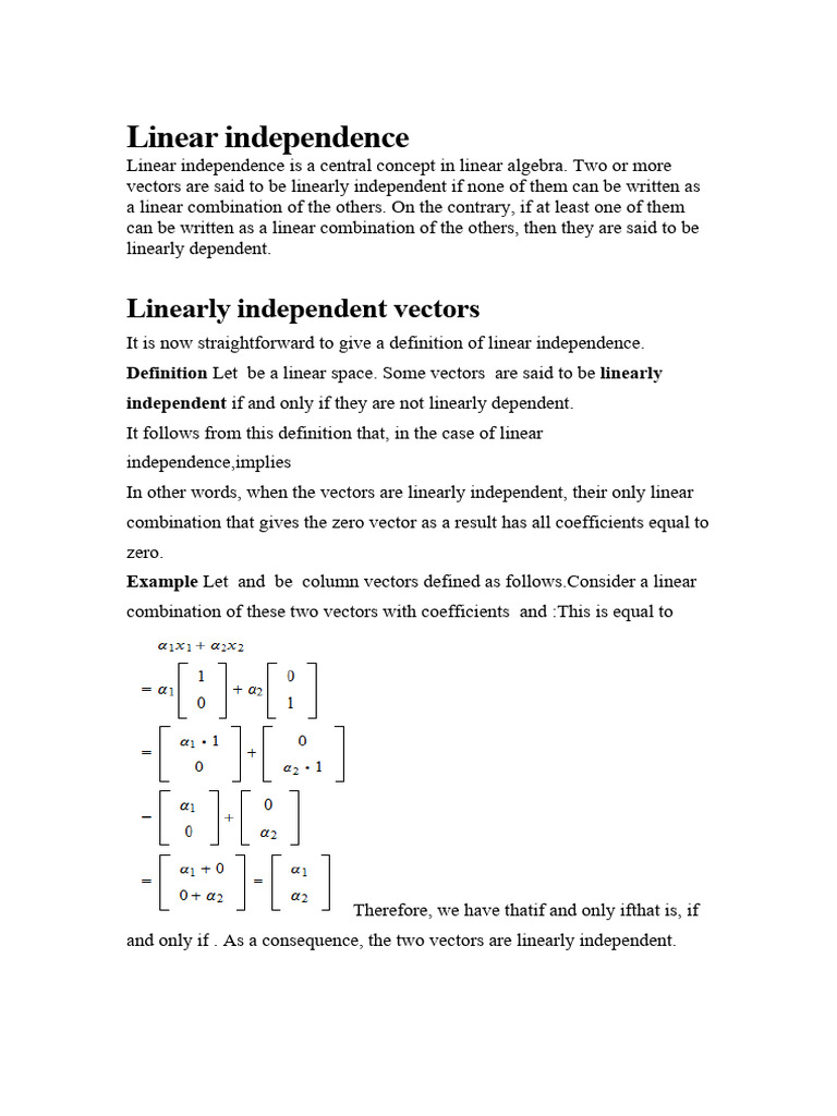 Linear Independence | PDF | Science & Mathematics
