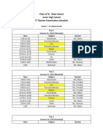 JHS 2nd QT Schedule