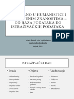 Digitalno U Humanistici I Društvenim Znanostima - Od Baza Podataka Do Istraživačkih Podataka