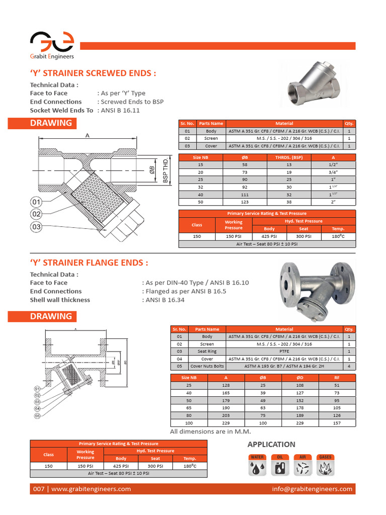 IC Y Type Strainer PDF Mechanical Engineering Manufactured Goods