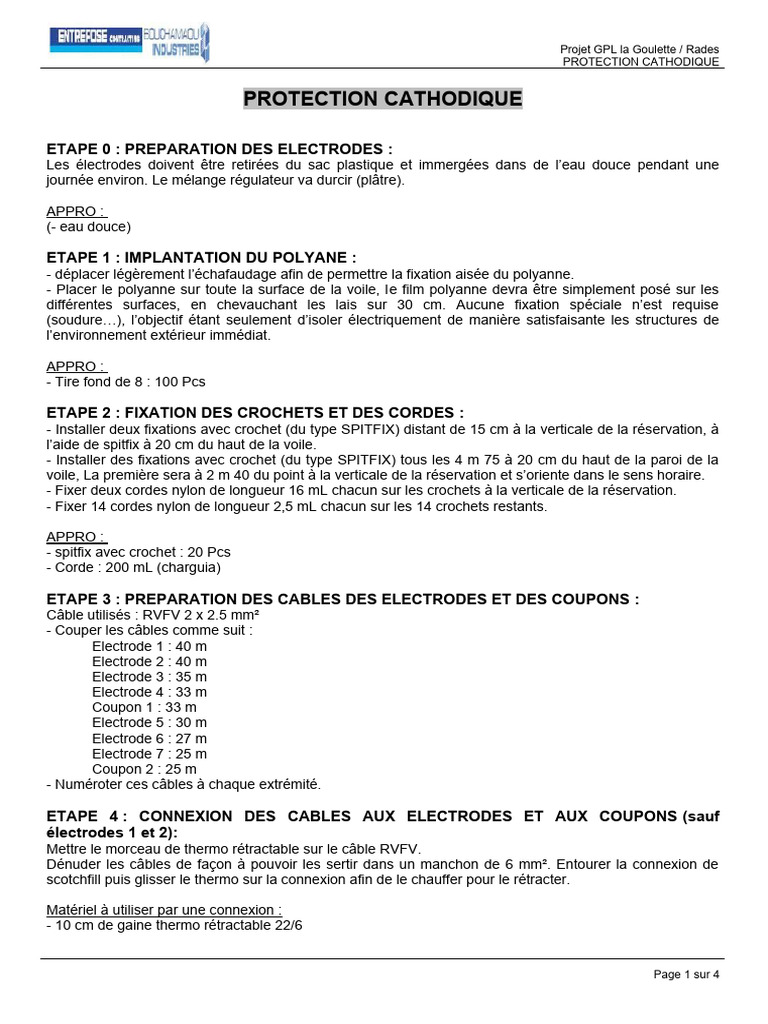 Protection Cathodique Projet GPL | PDF | Électrotechnique | Chimie