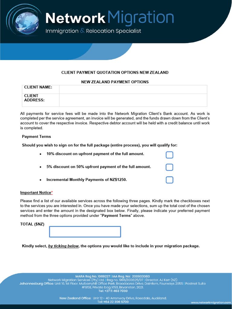 New Zealand Payment Options (2024) | PDF | Travel Visa | Business