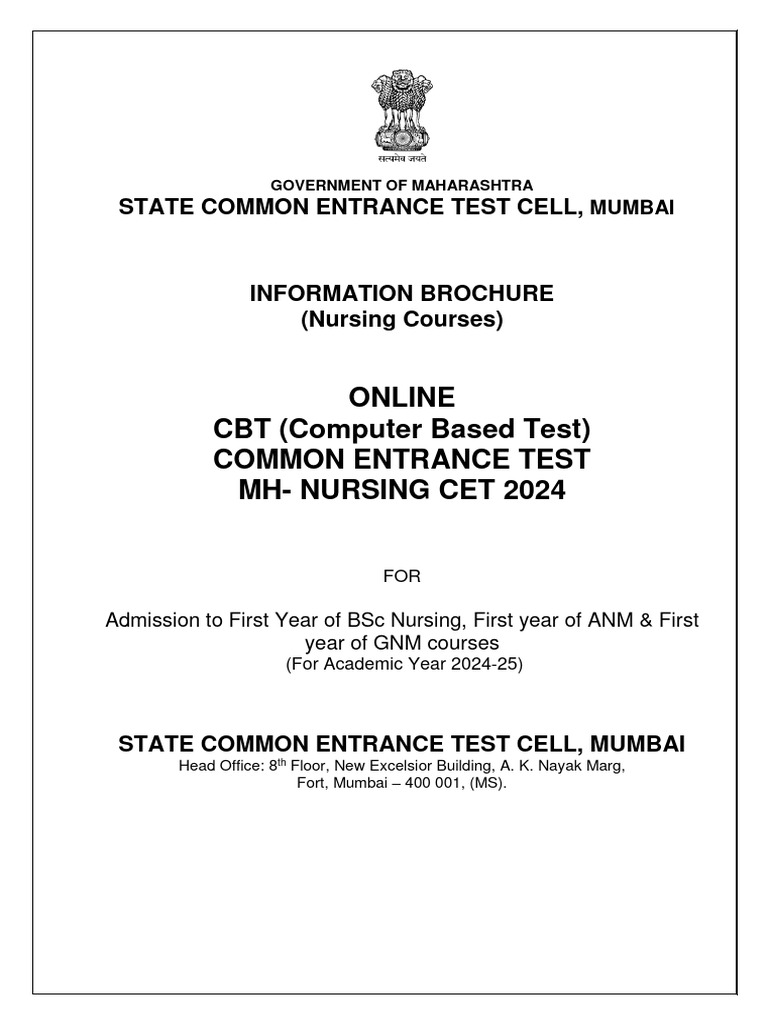 MH Nursing CET 2024 Information Brochure | PDF | Identity Document ...