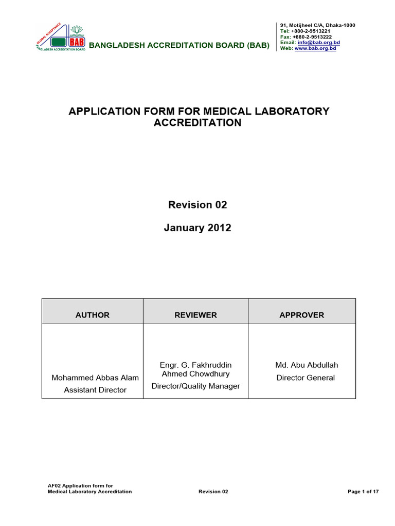 Accredition Form Lab | PDF | Calibration | Medical Laboratory