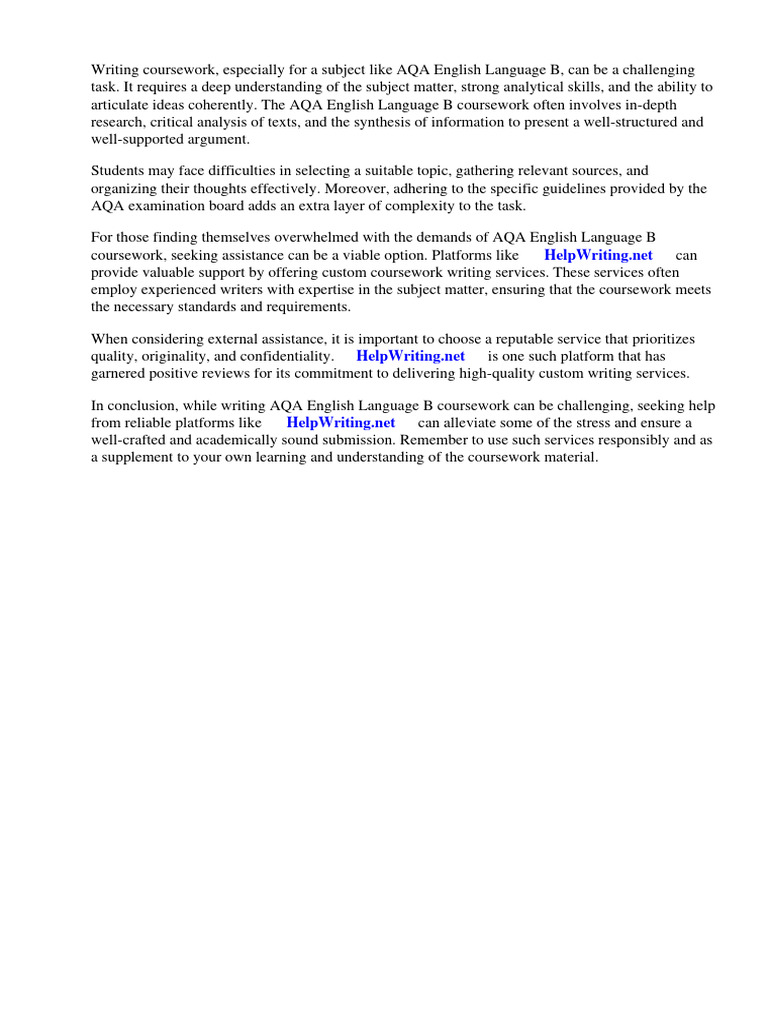 Ideas For Aqa English Language B Coursework | PDF | Facebook | Linked In