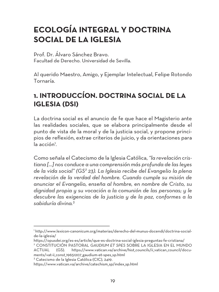 Ecologia Integral y Doctrina Social de La Iglesa | PDF | Iglesia ...
